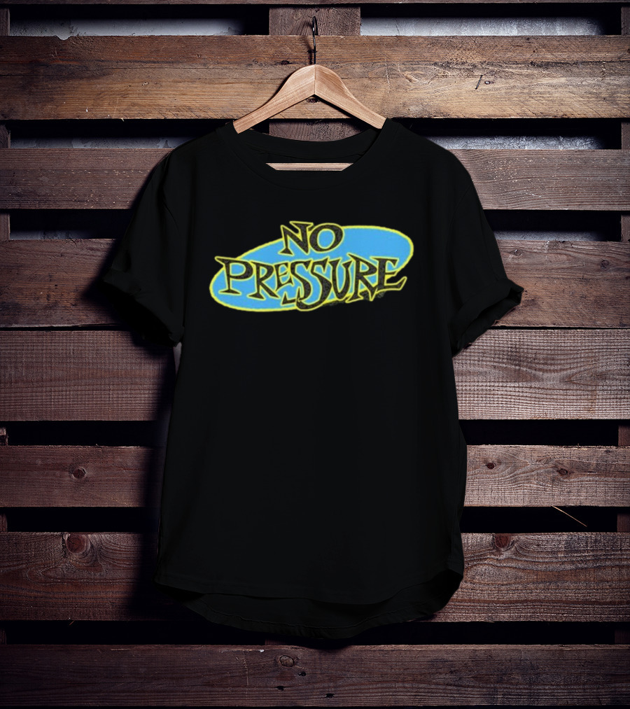 Retro Text Style No Pressure Blue Yellow T-Shirt