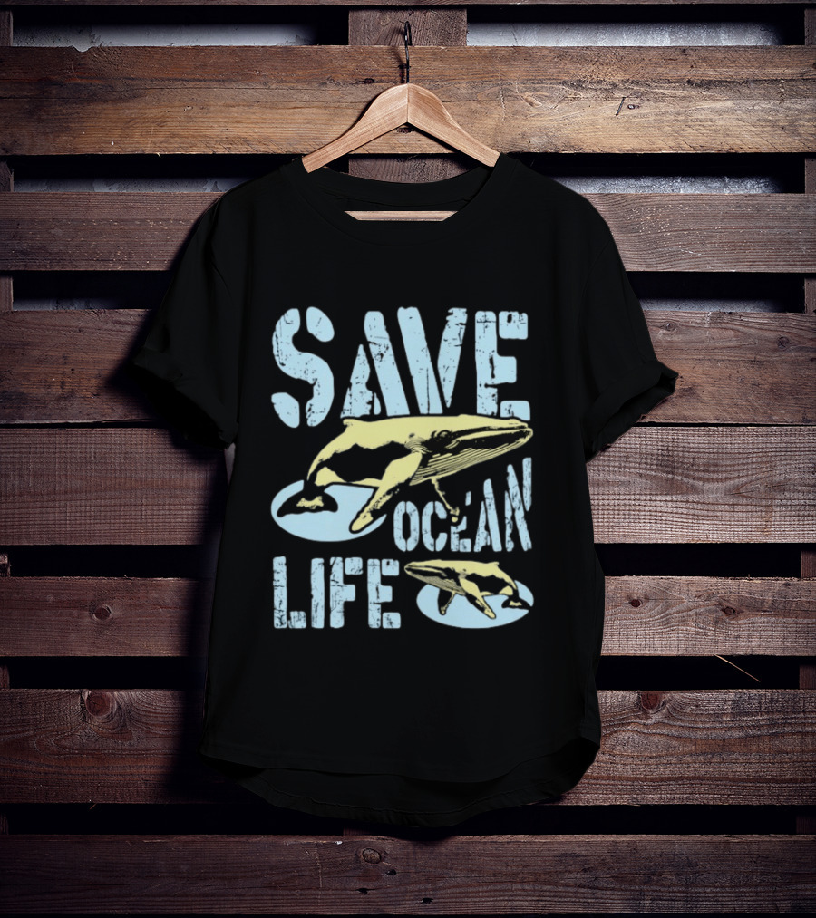 Save Ocean Life Whale Conservation Message With Humpback Whale Protection T-Shirt