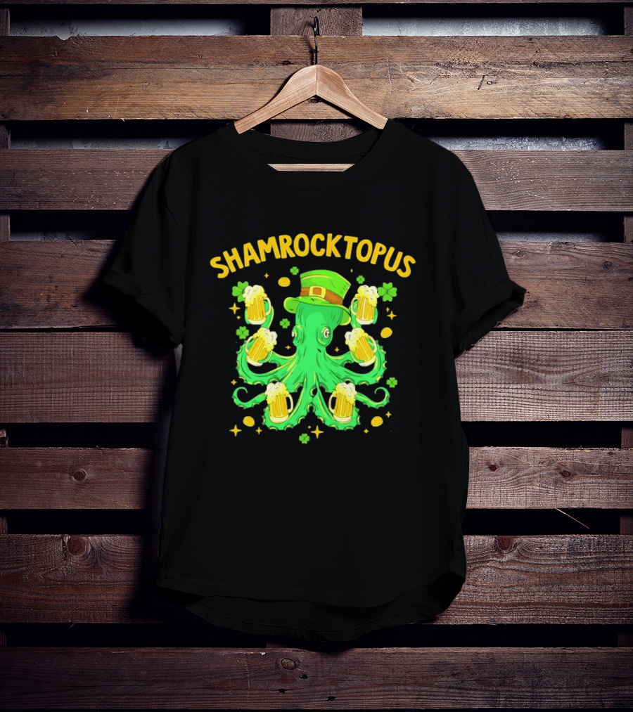 Shamrocktopus Octopus St Patrick's Day Beer Hat Shamrocks T-Shirt