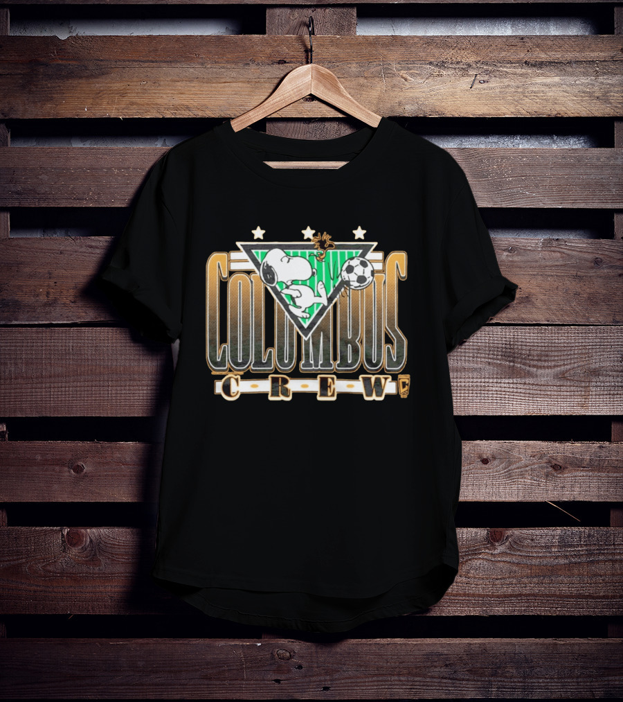 Peanuts Snoopy Columbus Crew Soccer Cartoon Collaboration T-Shirt