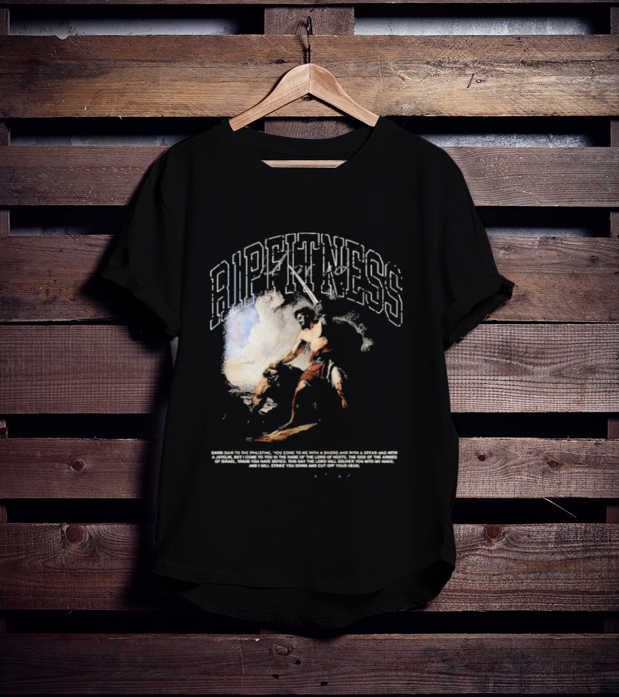 R1pfitness David The Shepherd King Michelangelo Biblical Warrior T-Shirt