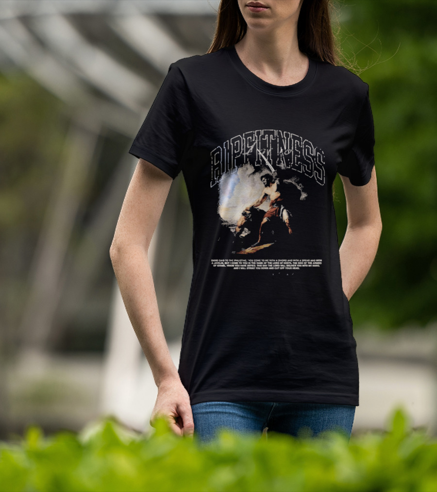 R1pfitness David The Shepherd King Michelangelo Biblical Warrior T-Shirt