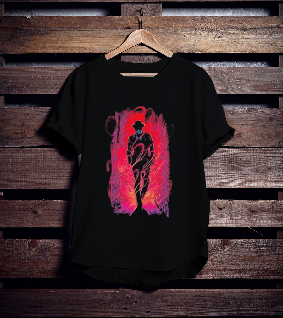 SmallAnt Alleyway Vibrant Silhouette With Swirling Neon T-Shirt