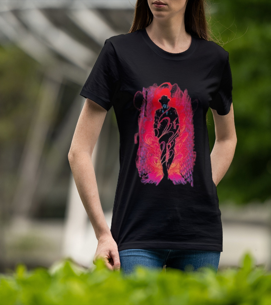 SmallAnt Alleyway Vibrant Silhouette With Swirling Neon T-Shirt