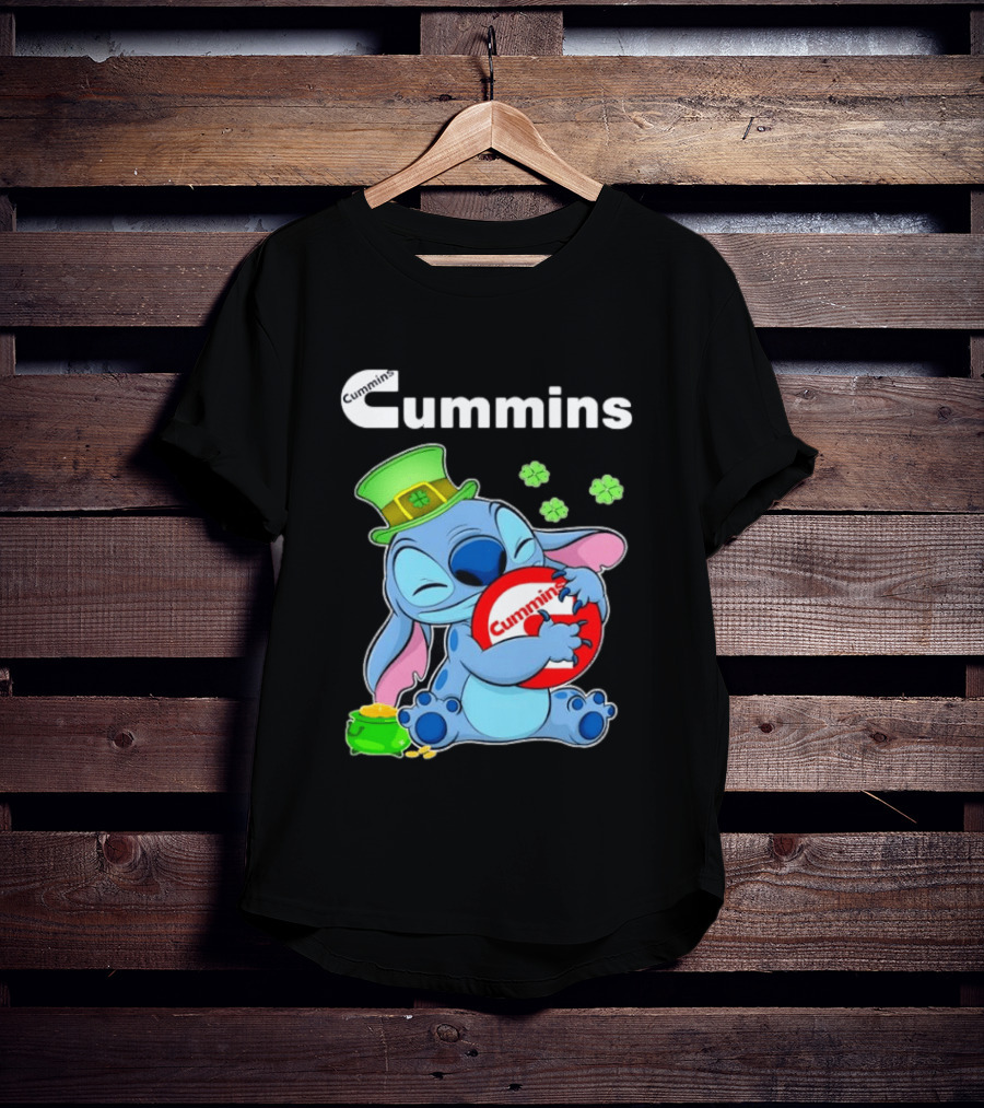 Cummins Stitch St Patricks Day Green Hat Shamrocks Hugging Coin Пот Gold T-Shirt
