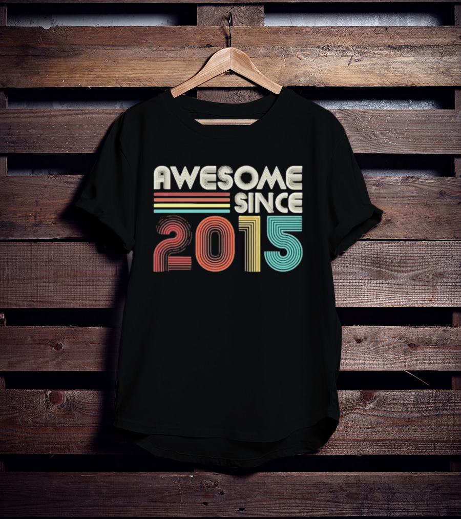 Awesome Since 2015 Retro Stripes T-Shirt