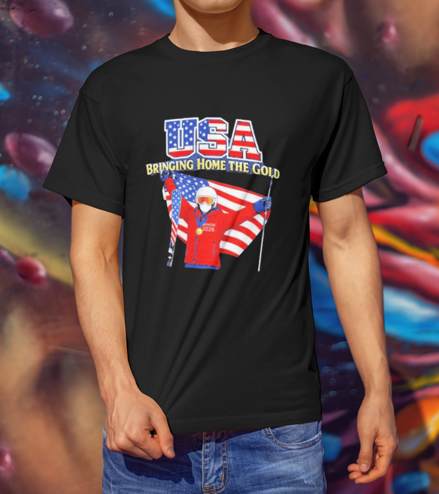 USA Bringing Home The Gold Winter 2026 Skiing Champion T-Shirt