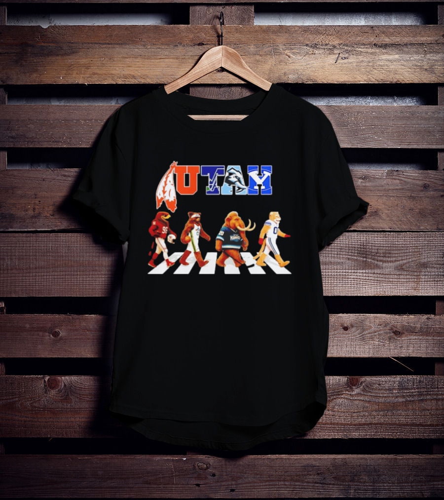 Utah Utes Mammoth Evolution Road Basketball Football Mascots T-Shirt