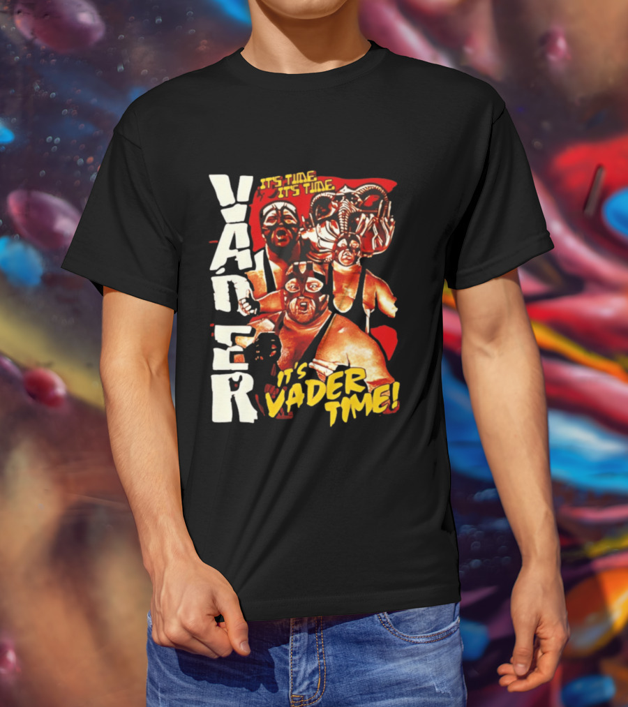Vader It's Vader Time It's Time Wrestling Mask Collage T-Shirt