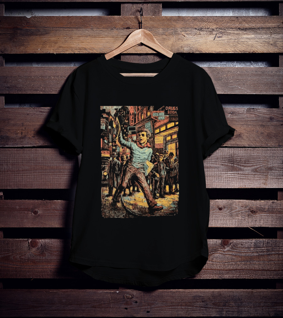 Wuxtry Extra Newsboy Vintage Cityscape Retro Advertisement T-Shirt