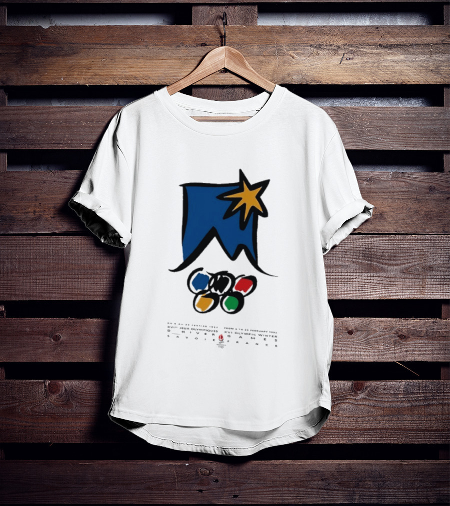 1992 Albertville Winter Olympics Star Emblem And Rings T-Shirt