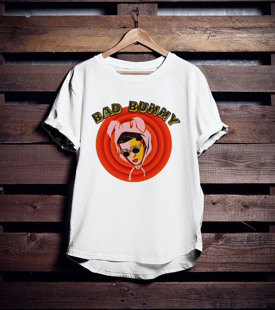 Bad Bunny Style Cartoon Character Image T-Shirt