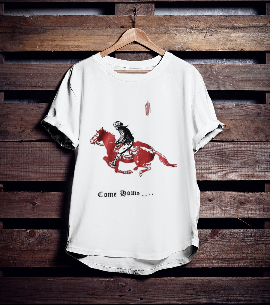 Come Home Cowboy Riding On Red Horse In Moonlit Night T-Shirt