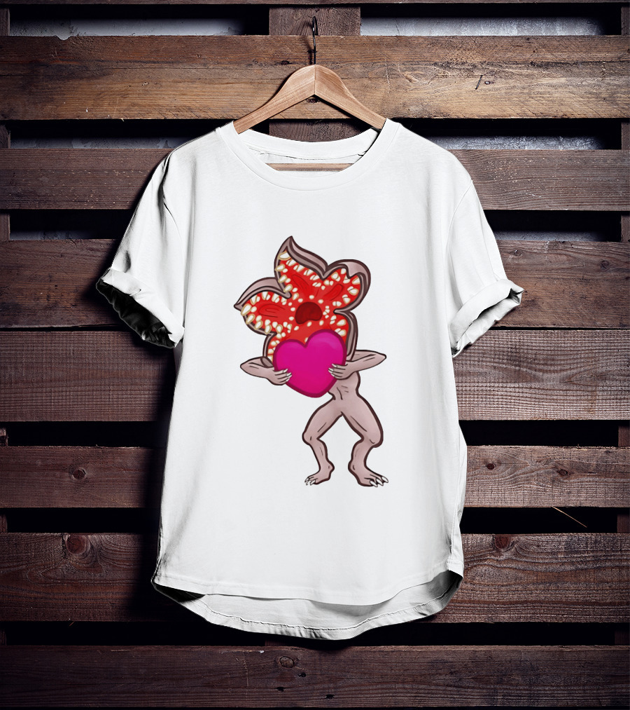 Demogorgon Embracing Heart Valentine Monster T-Shirt