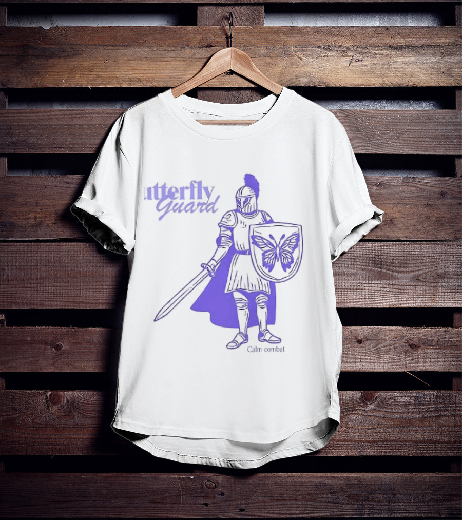 Butterfly Guard Calm Combat Knight With Shield And Sword T-Shirt