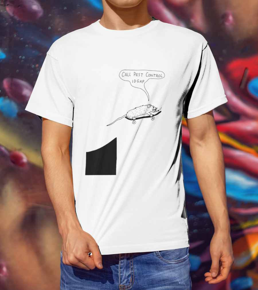 Call Pest Control IDGAF Rat On Skateboard T-Shirt
