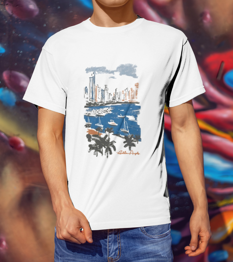Golden Angels The Bay Yacht Club Scenic Skyline Waterfront T-Shirt