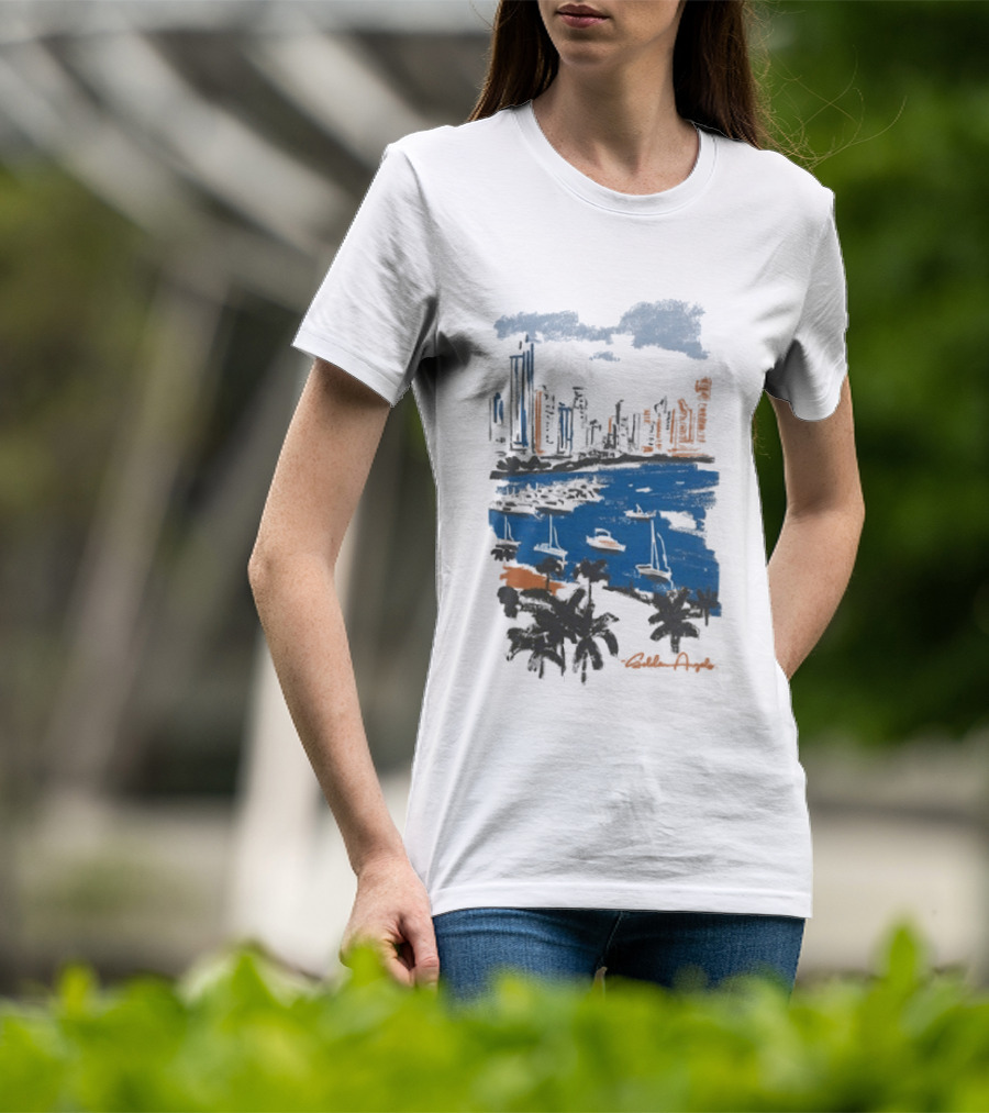 Golden Angels The Bay Yacht Club Scenic Skyline Waterfront T-Shirt
