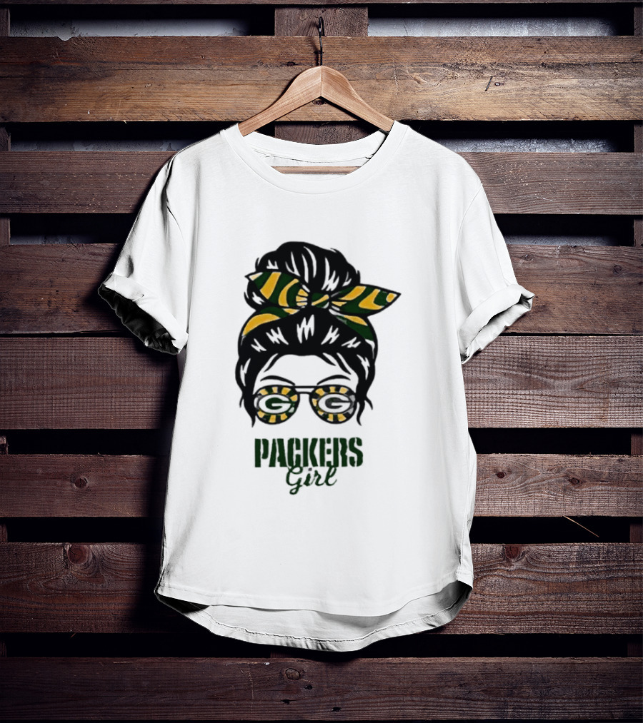 Green Bay Packers Girl Messy Bun Style 2026 T-Shirt