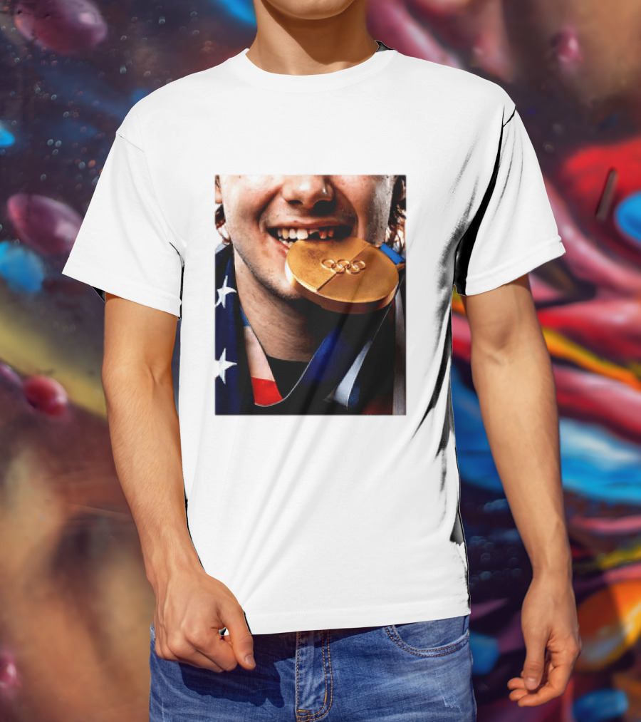 Jack Hughes Teeth Gold Medal 2026 Milano Cortina Winter Olympics T-Shirt