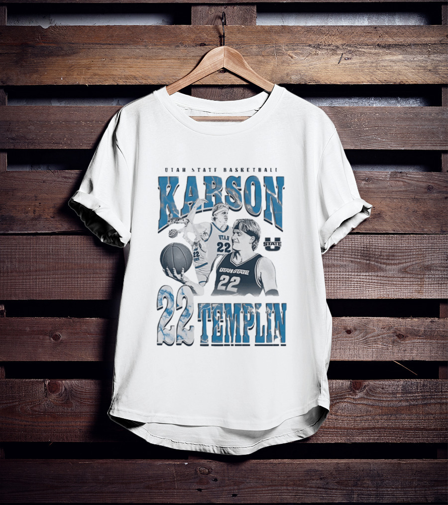Utah State Basketball Karson Templin 22 Utah State Aggies T-Shirt