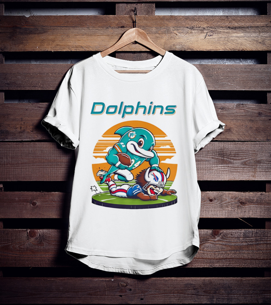 Miami Dolphins Vs Buffalo Bills Rivalry Cartoon Game Day Showdown T-Shirt