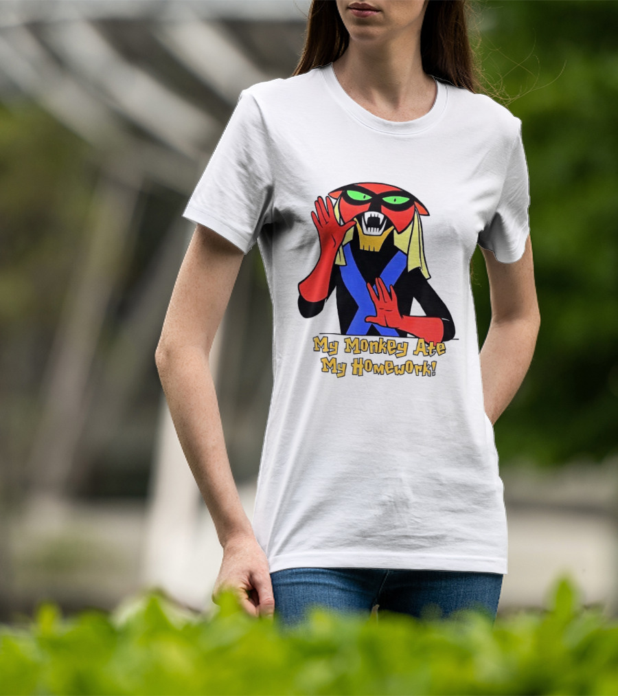 My Monkey Ate My Homework With Cartoon Character In Costume T-Shirt
