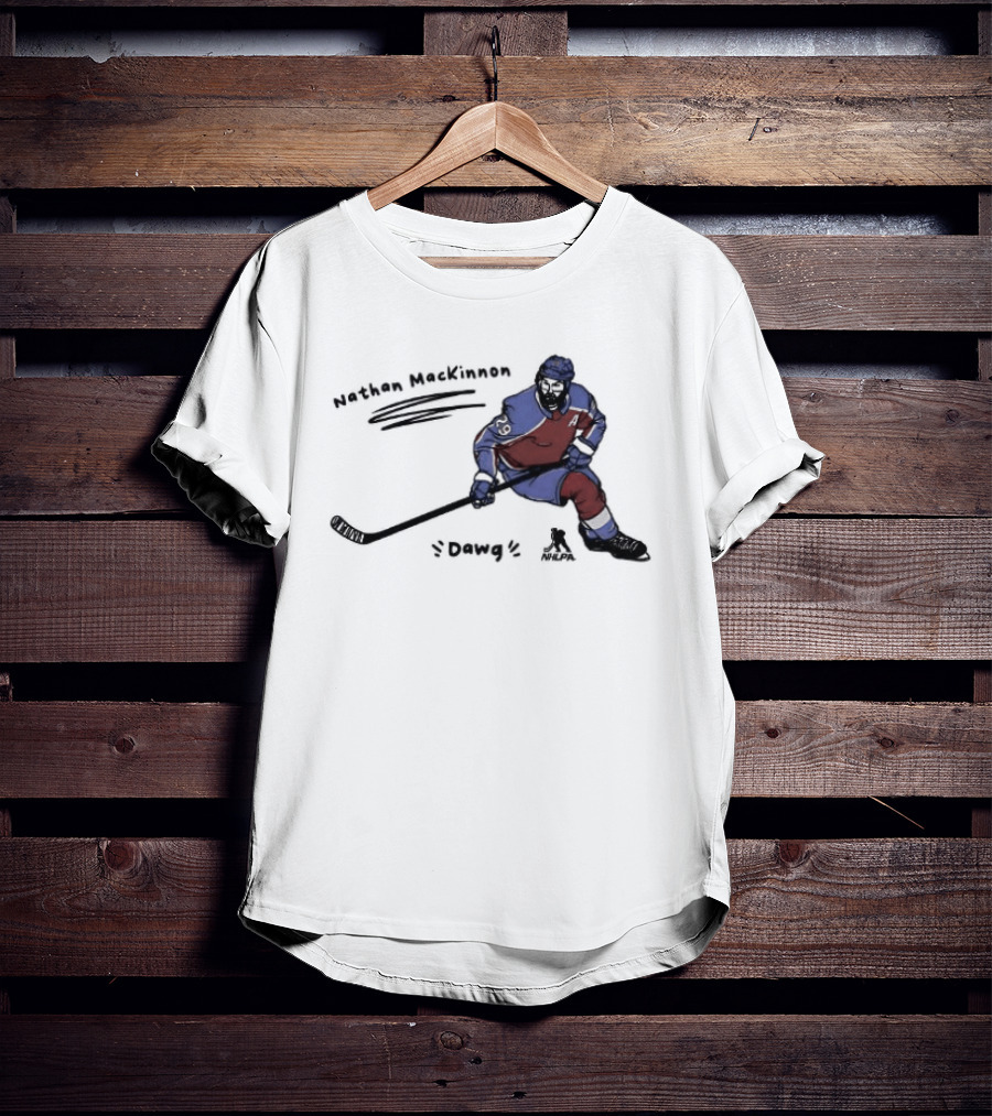 Nathan MacKinnon Colorado Avalanche Dawg Skating Cartoon T-Shirt