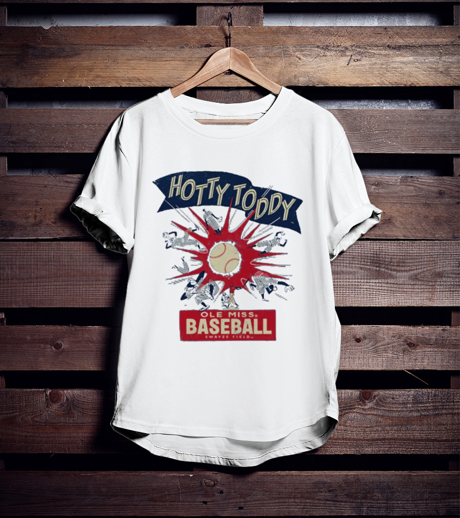 Ole Miss Baseball Hotty Toddy Strike Players And Ball Action T-Shirt