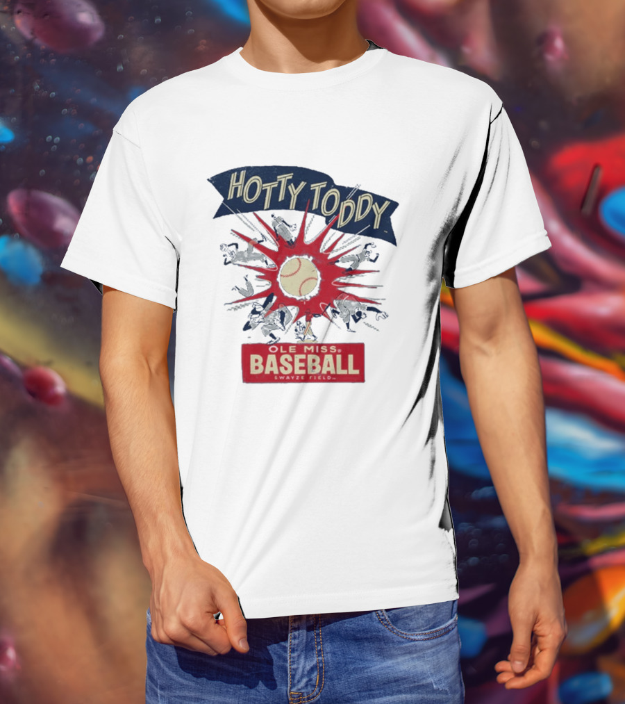 Ole Miss Baseball Hotty Toddy Strike Players And Ball Action T-Shirt