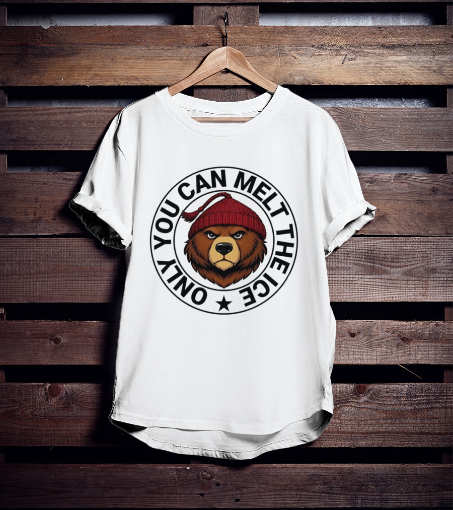 Only You Can Melt The Ice Bear Face Red Beanie T-Shirt
