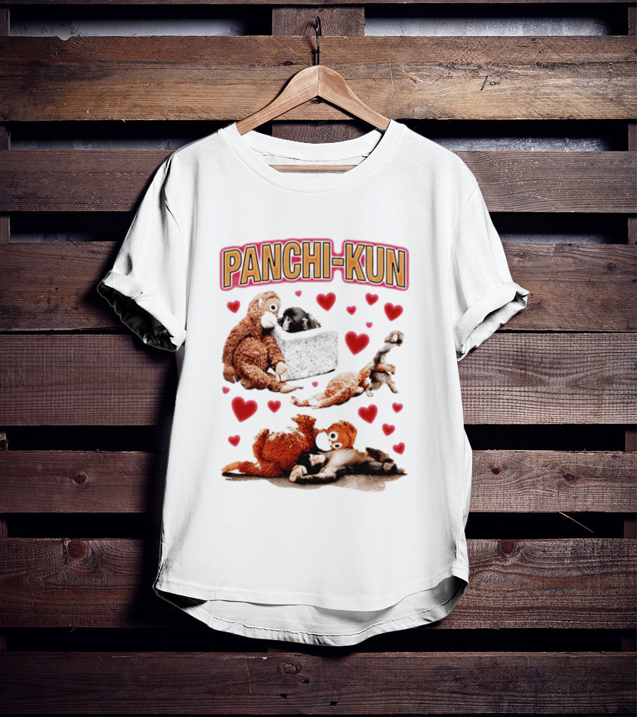 Panchi Kun Monkey Plush Love Hearts T-Shirt