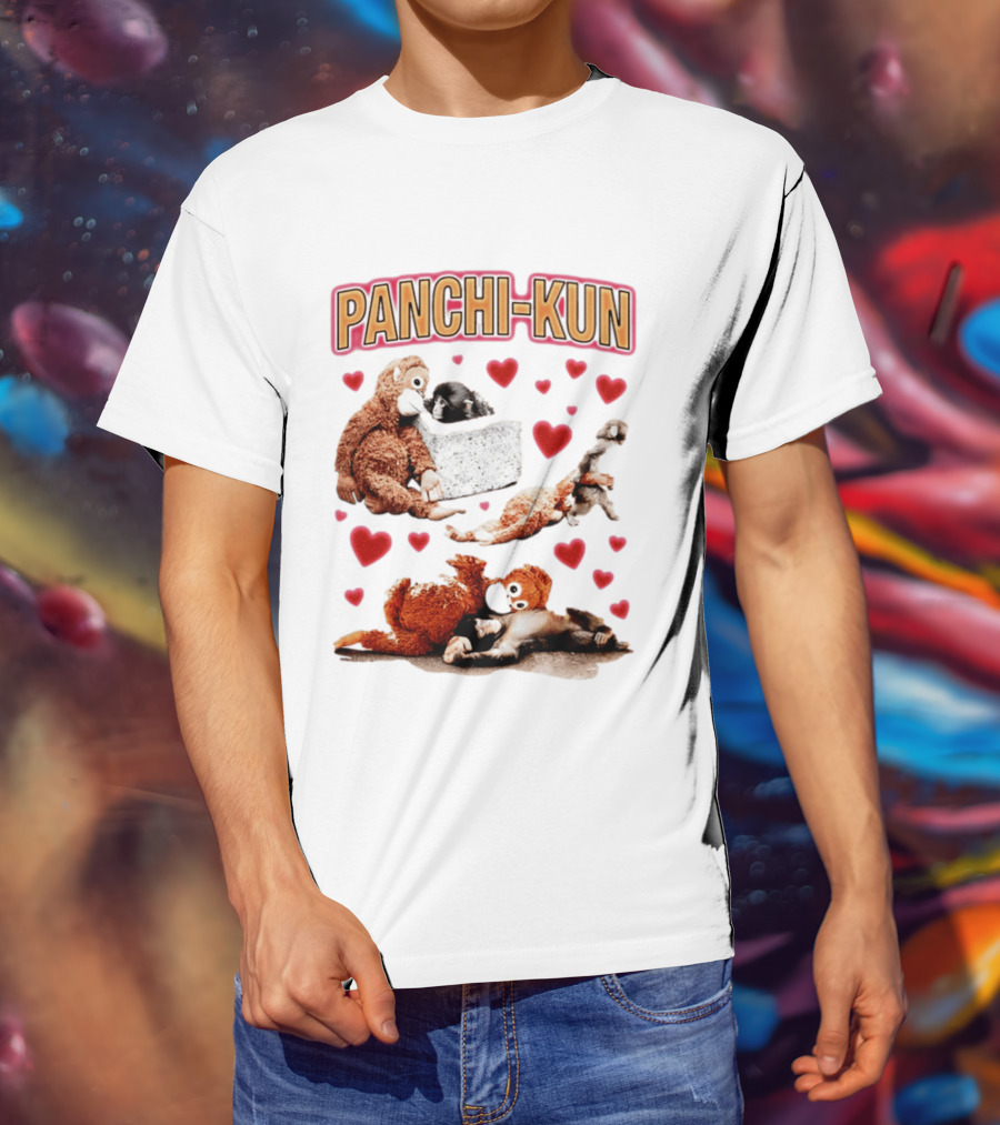 Panchi Kun Monkey Plush Love Hearts T-Shirt