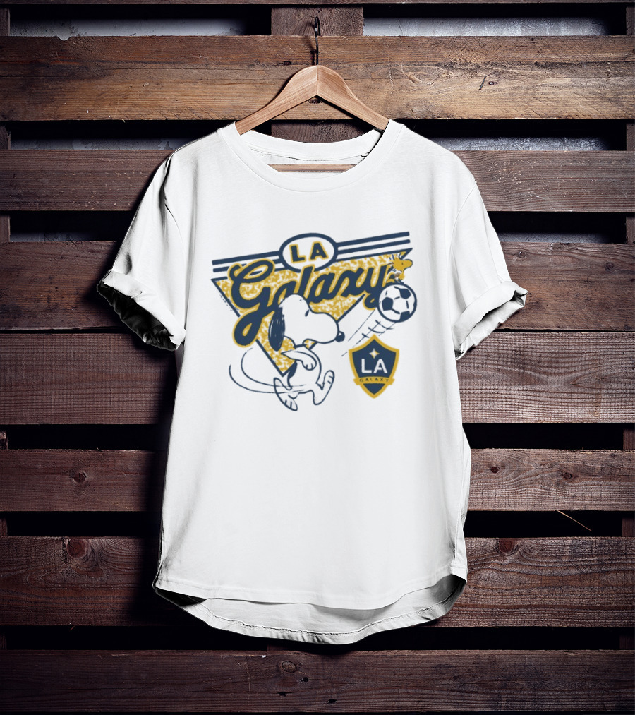 Peanuts Snoopy Soccer LA Galaxy Collaboration With Shield And Ball T-Shirt