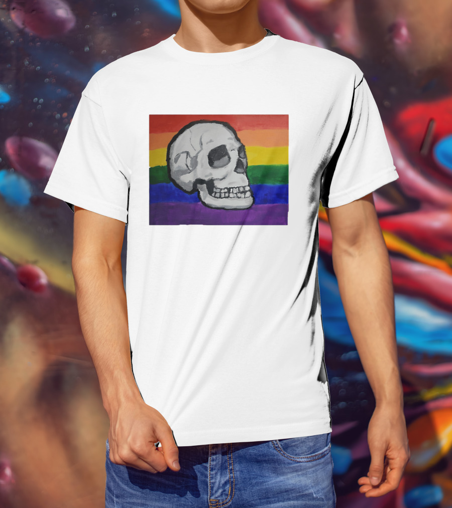 Pride Skull LGBT Rainbow Flag T-Shirt