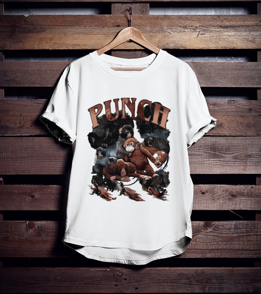 Punch The Monkey Picture Collage Monkeys Plush Toys T-Shirt