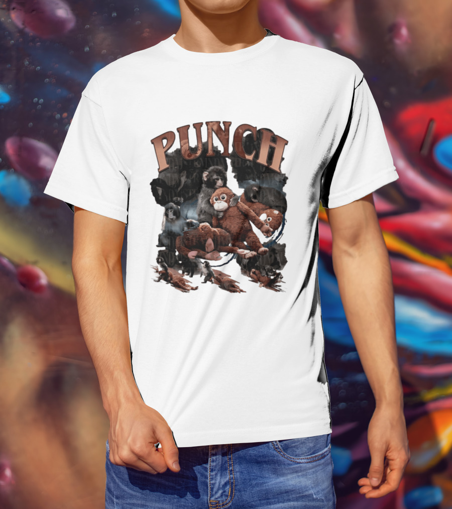 Punch The Monkey Picture Collage Monkeys Plush Toys T-Shirt