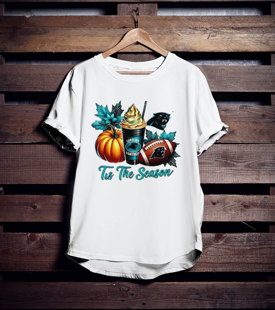 Tis The Season Carolina Panthers Halloween Football Pumpkin Latte T-Shirt