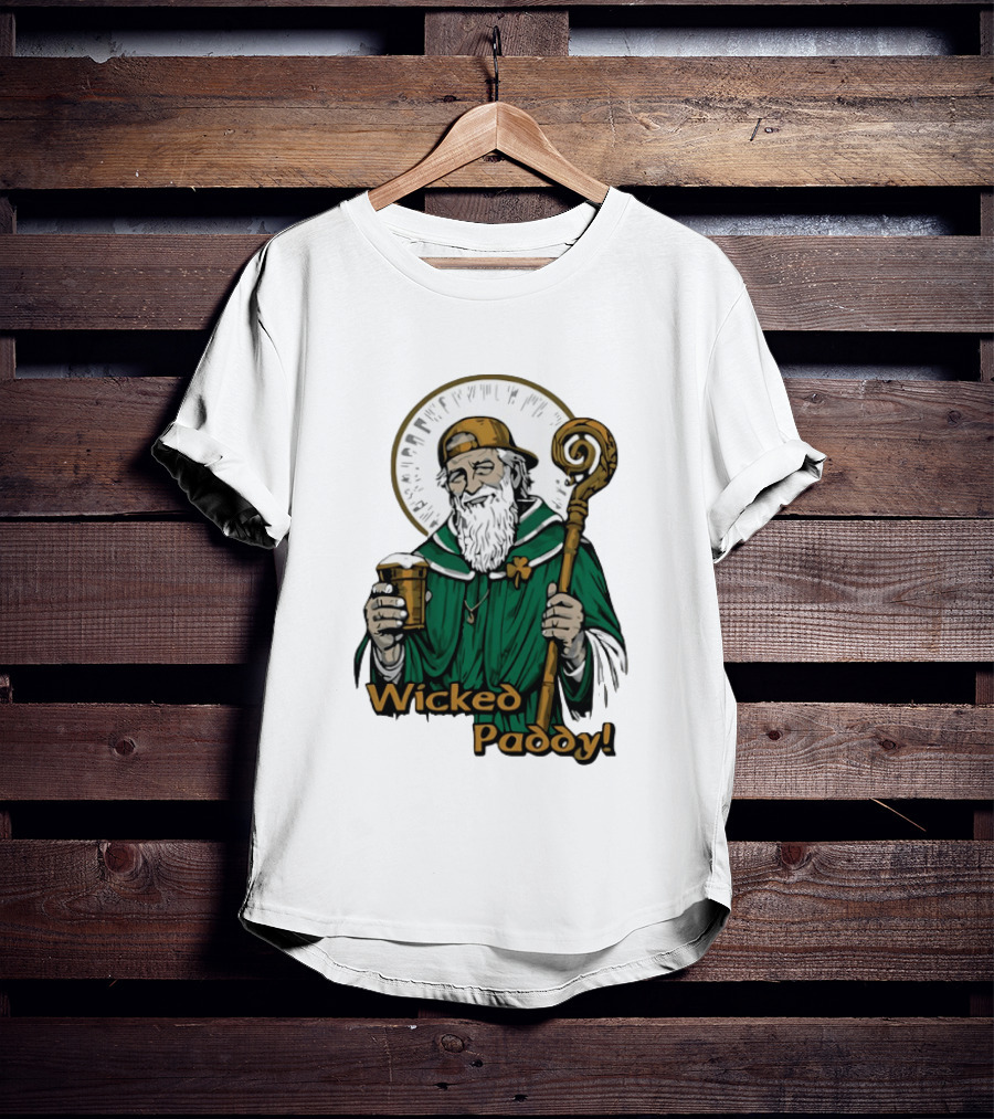 Wicked Paddy Saint Patrick Drinking Beer Iconic Irish T-Shirt