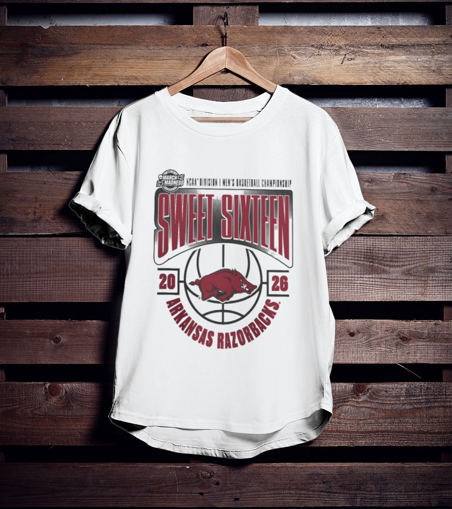 Arkansas Razorbacks NCAA 2026 Division I Men's Basketball Championship Sweet Sixteen T-Shirt
