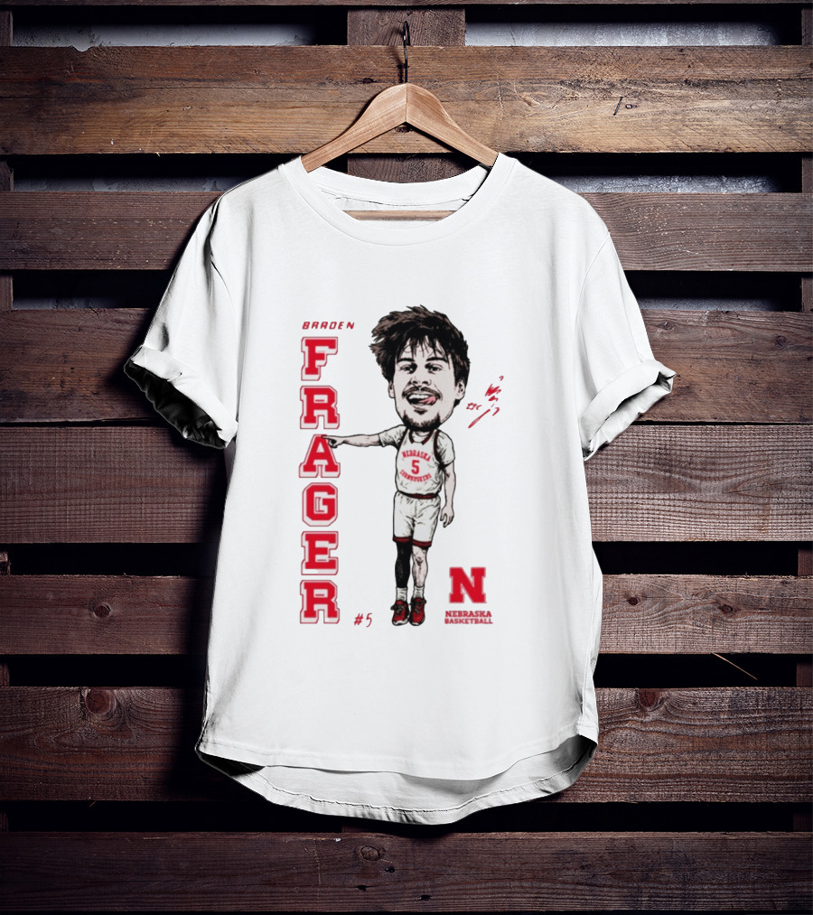 Braden Frager Nebraska Cornhuskers Basketball Caricature #5 T-Shirt