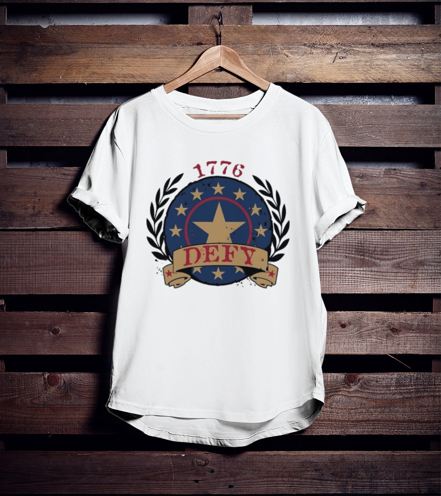 Defy 1776 Vintage Star Emblem With Laurel Wreath Anniversary 250th T-Shirt