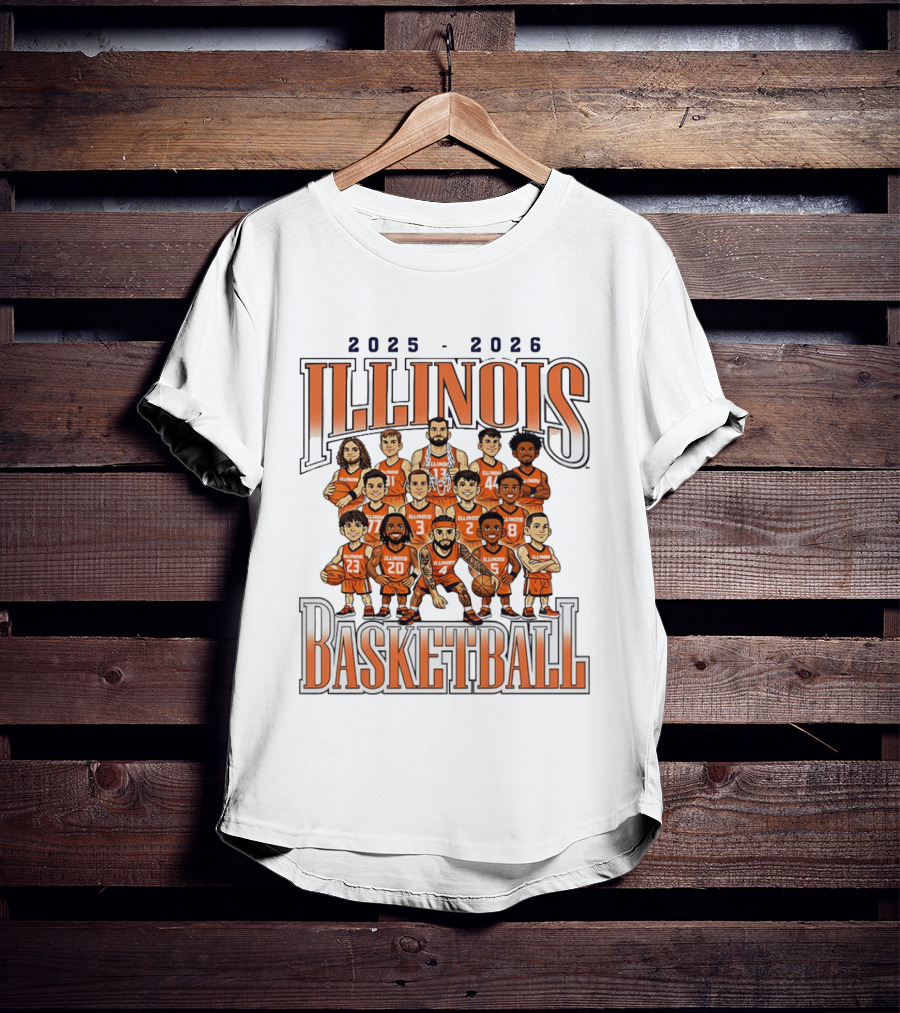 2025 2026 Illinois Basketball Team Caricature T-Shirt