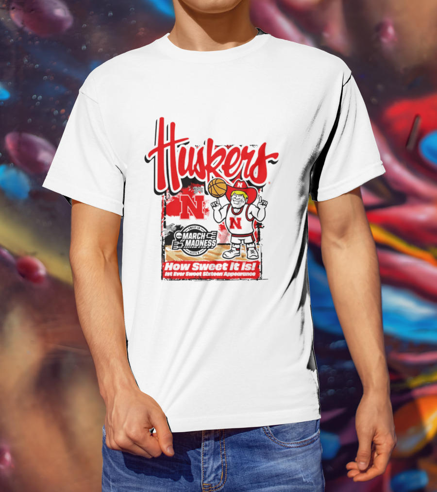 Nebraska Cornhuskers March Madness 2026 Sweet 16 Celebration Basketball Huskers How Sweet It Is T-Shirt