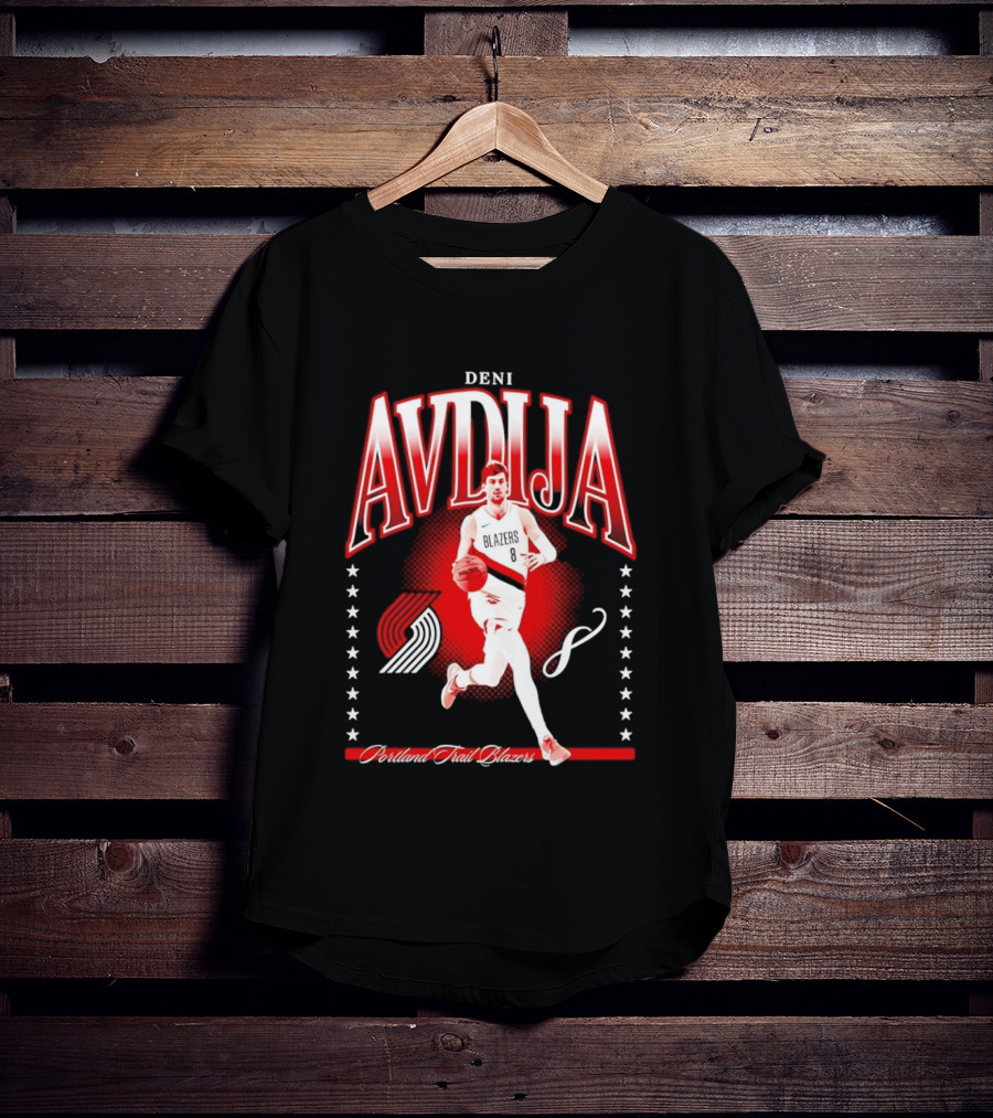 Deni Avdija Portland Trail Blazers Basketball Star With Number Eight And Dynamic Motion T-Shirt