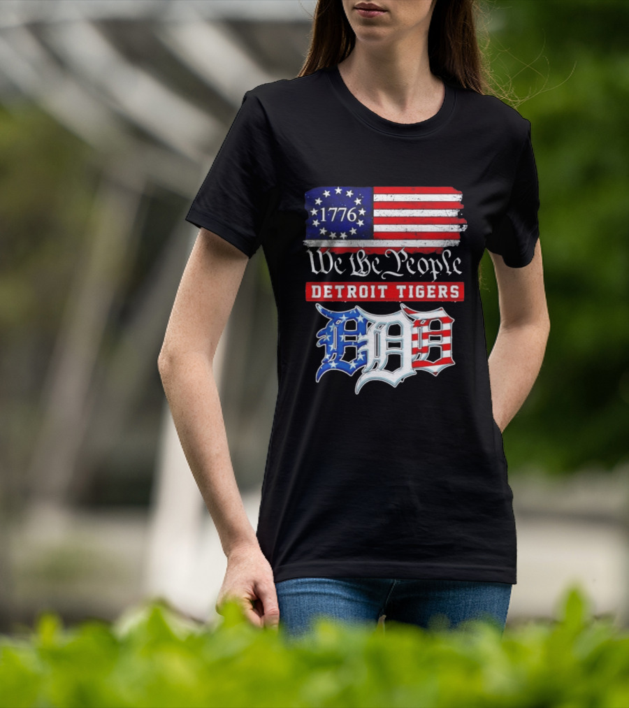 Detroit Tigers MLB 1776 We The People 250th Anniversary American Flag USA Baseball T-Shirt