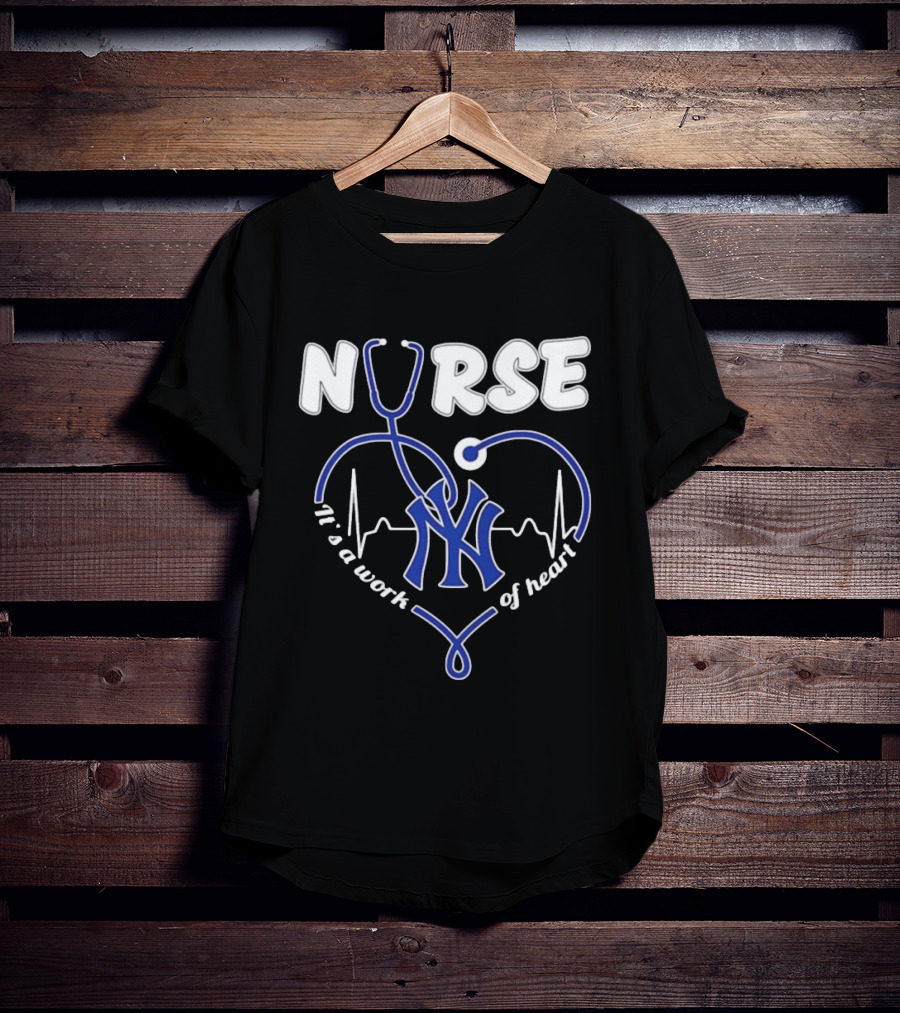 New York Yankees Nurse It's A Work Of Heart Stethoscope T-Shirt
