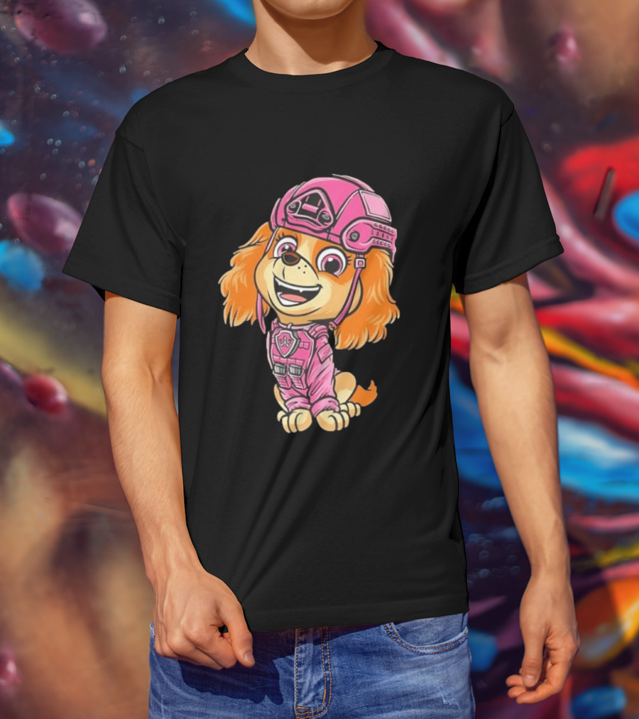 Paw Patrol Skye Air Rescue Pup In Pink Helmet And Suit T-Shirt