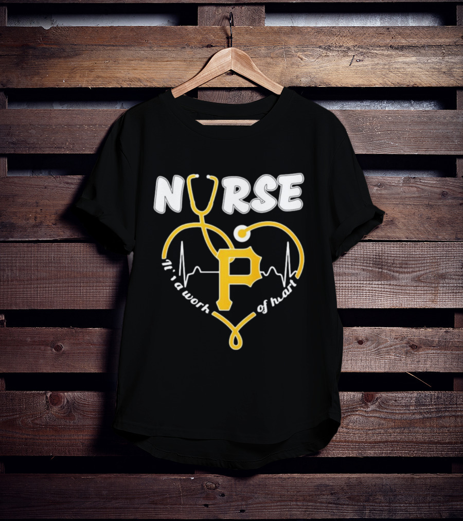 Pittsburgh Pirates Nurse Stethoscope It's A Work Of Heart T-Shirt