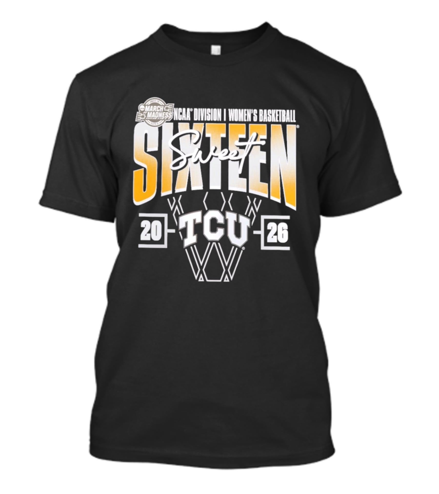 March Madness 2026 TCU Horned Frogs NCAA Women's Basketball Sweet Sixteen T-Shirt